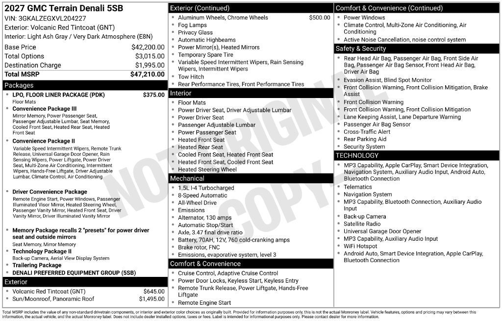 New 2027 GMC Terrain Denali w/ LPO, Floor Liner Package AWD/4WD image 4