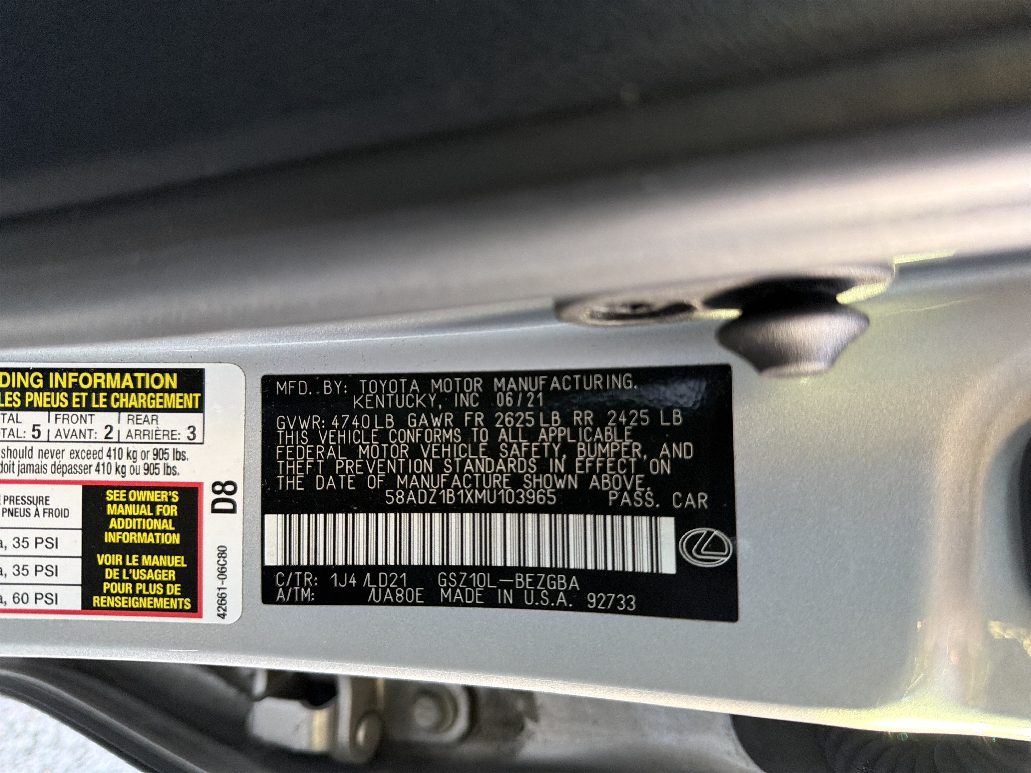 Certified 2021 Lexus ES 350 w/ Premium Package FWD image 48