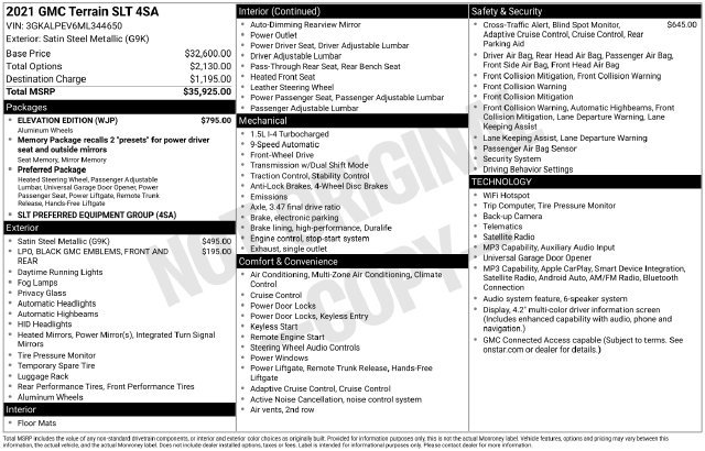 Used 2021 GMC Terrain SLT w/ Elevation Edition FWD image 2