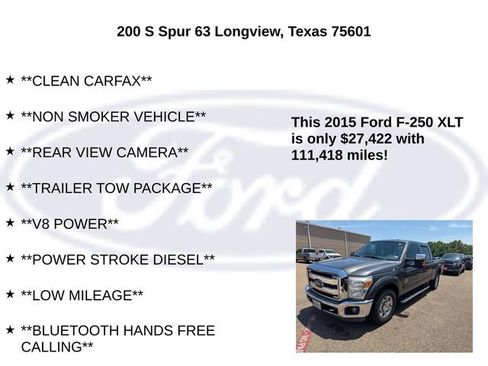 Used 2015 Ford F250 XLT w/ XLT Premium Package RWD image 15