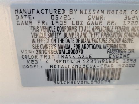 Certified 2021 Nissan Versa SV image 30