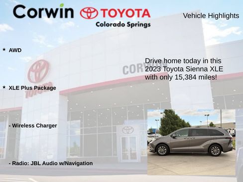 Used 2023 Toyota Sienna XLE w/ XLE Plus Package AWD/4WD image 6