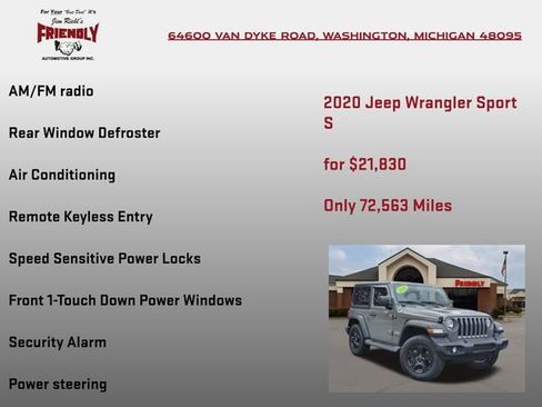 Used 2020 Jeep Wrangler Sport AWD/4WD image 15