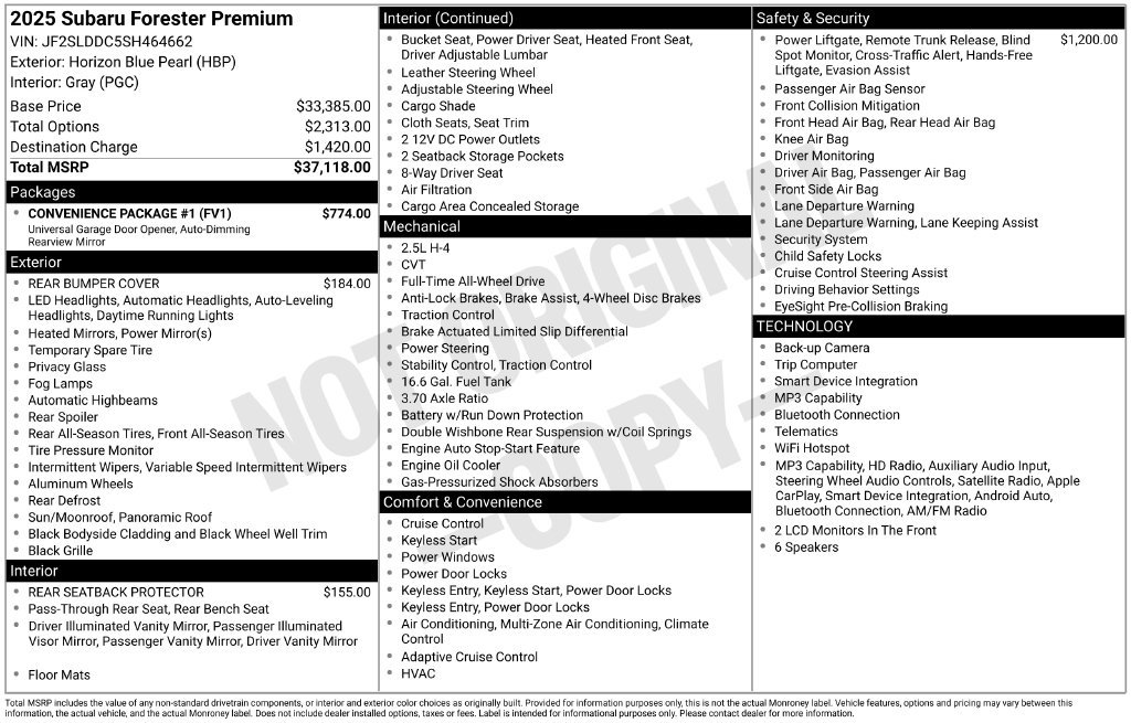 Used 2025 Subaru Forester Premium w/ Convenience Package #1 AWD/4WD image 19