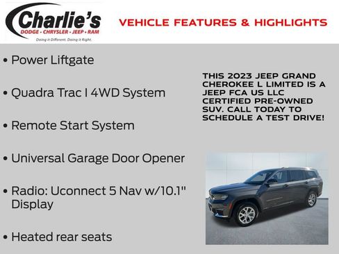 Certified 2023 Jeep Grand Cherokee L Limited AWD/4WD image 19
