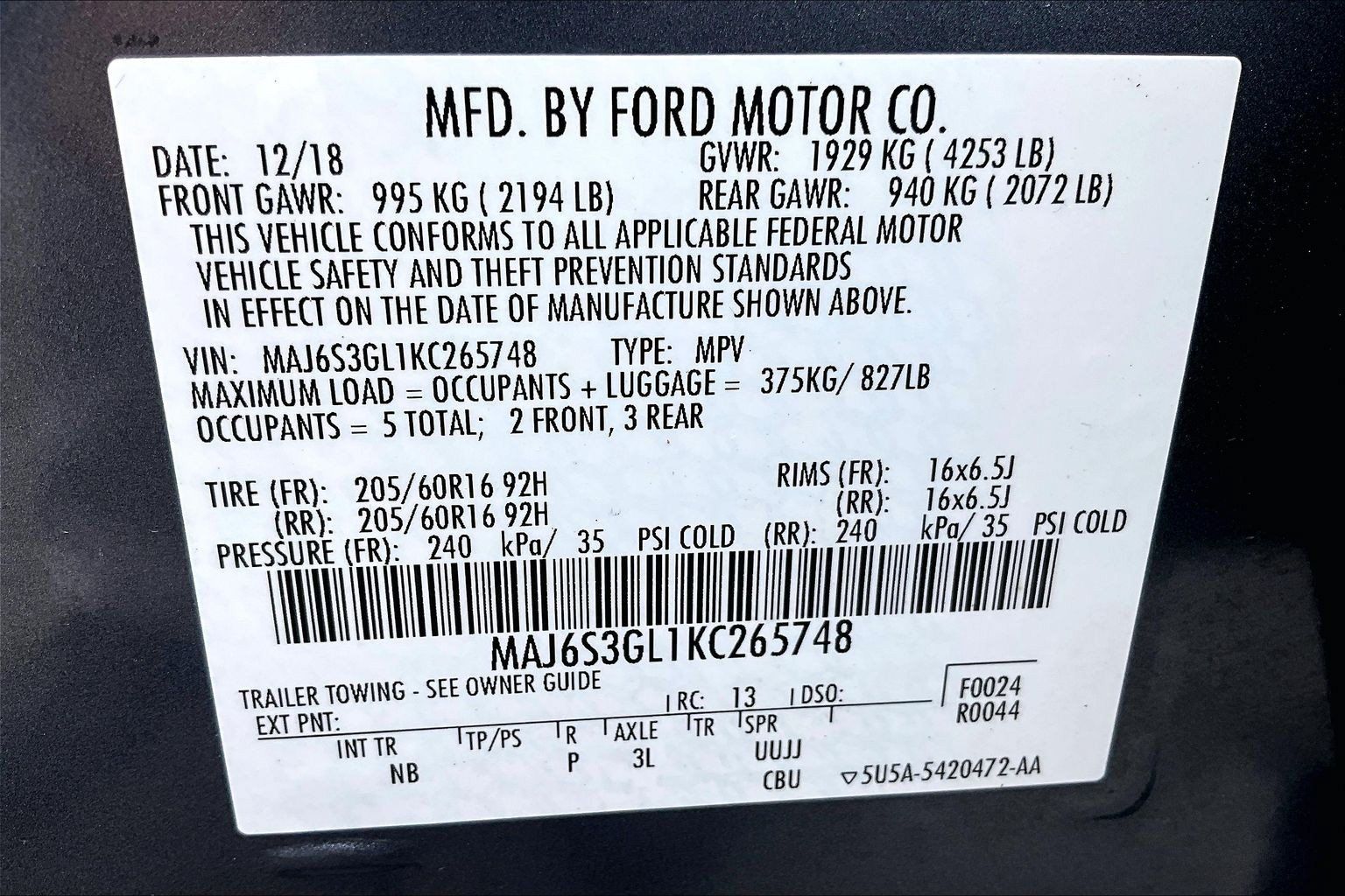 Certified 2019 Ford EcoSport SE AWD/4WD image 36