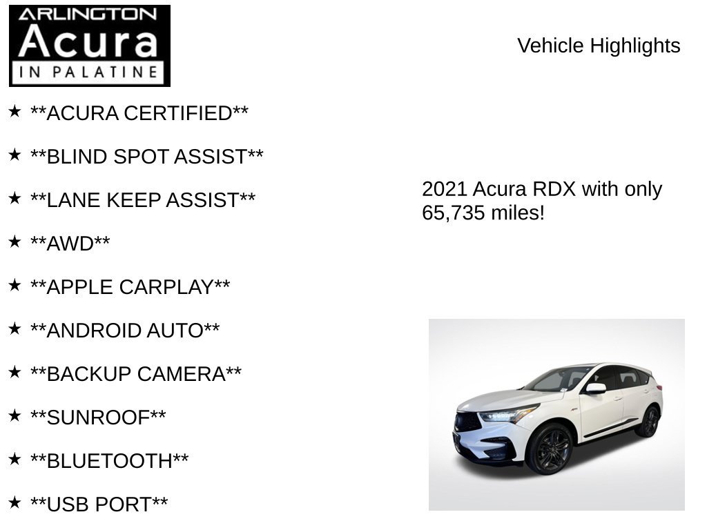 Certified 2021 Acura RDX w/ Advance Package AWD/4WD image 7