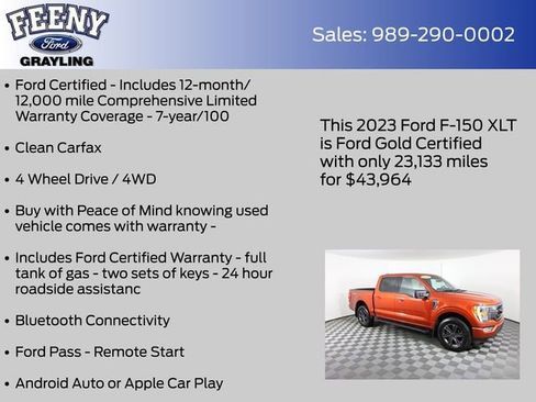 Certified 2023 Ford F150 XLT w/ Equipment Group 302A High image 4