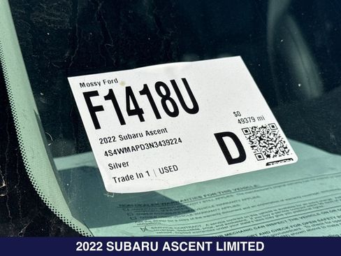 Used 2022 Subaru Ascent Limited AWD/4WD image 2