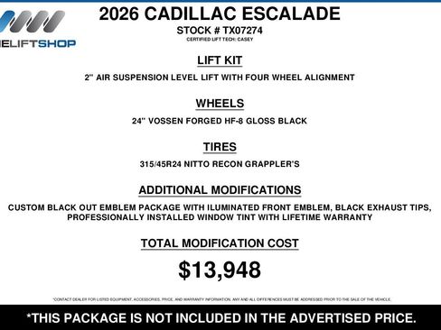Used 2026 Cadillac Escalade Platinum Sport w/ LPO, Floor Liner Package image 2