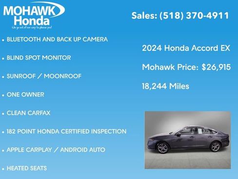 Certified 2024 Honda Accord EX image 8