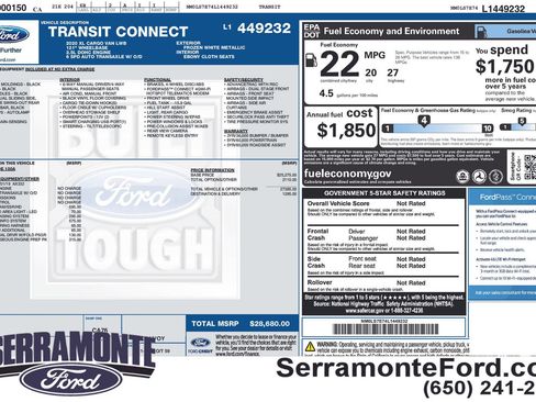 Used 2020 Ford Transit Connect XL w/ CNG/LPG Engine Prep Package FWD image 1