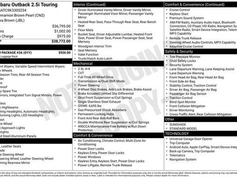 Used 2019 Subaru Outback 2.5i Touring w/ Popular Package #3A image 7