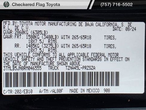 Certified 2024 Toyota Tacoma Limited w/ Limited Package (LT) image 25