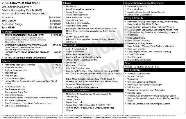 New 2026 Chevrolet Blazer RS w/ Driver Confidence II Package AWD/4WD image 3