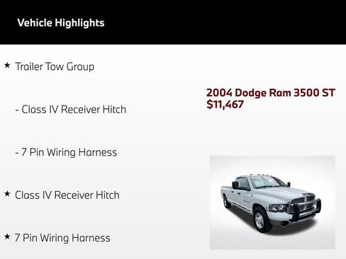 Used 2004 Dodge Ram 3500 Truck ST w/ Trailer Tow Group RWD image 4