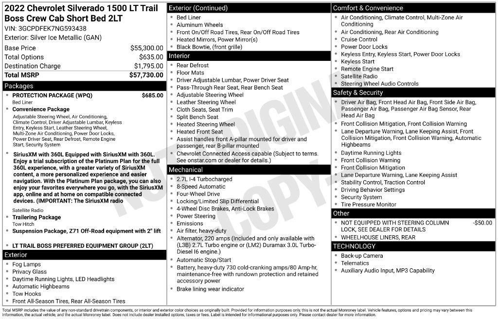 Used 2022 Chevrolet Silverado 1500 LT Trail Boss w/ Protection Package AWD/4WD image 6