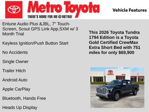 Certified 2026 Toyota Tundra 1794 Edition AWD/4WD image 16