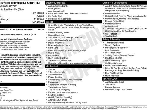 Used 2020 Chevrolet Traverse LT image 29