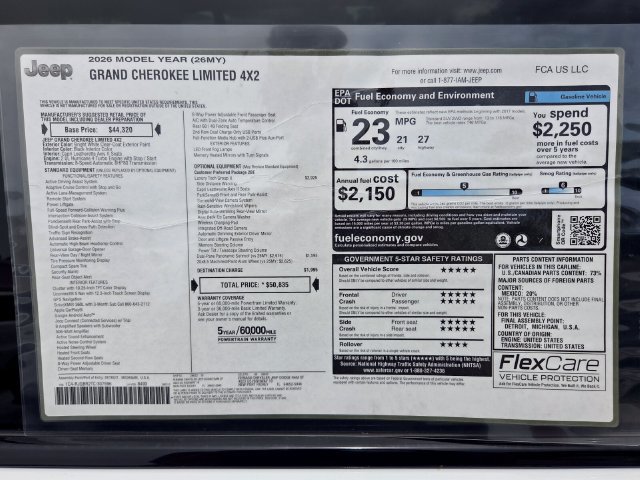 New 2026 Jeep Grand Cherokee Limited w/ Luxury Tech Group II RWD image 10