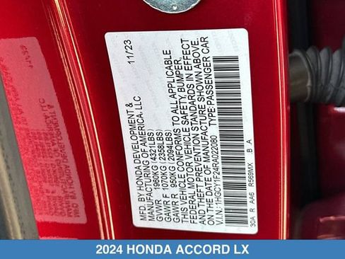Certified 2024 Honda Accord LX image 31