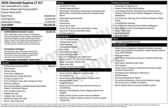 Used 2026 Chevrolet Equinox LT w/ Convenience Package II AWD/4WD image 24