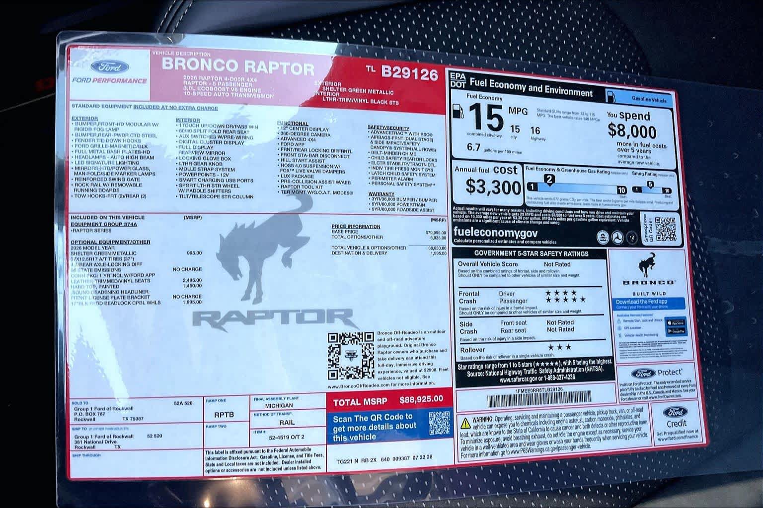 New 2026 Ford Bronco Raptor AWD/4WD image 19