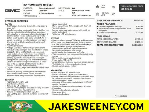 Used 2017 GMC Sierra 1500 SLT w/ Suspension Package, Off-Road AWD/4WD image 1