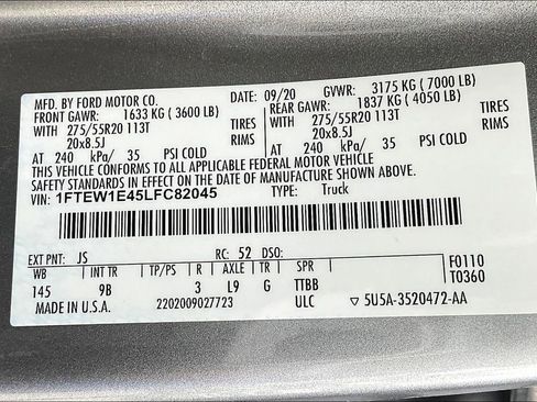 Used 2020 Ford F150 Platinum w/ Equipment Group 701A Luxury AWD/4WD image 35