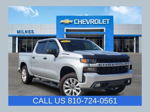 Certified 2021 Chevrolet Silverado 1500 Custom w/ LPO, Dark Essentials Package AWD/4WD image 1