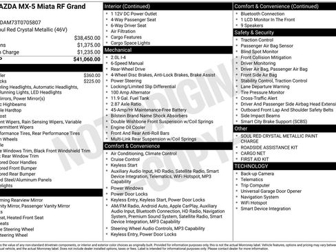 New 2026 MAZDA MX-5 Miata RF Grand Touring RWD image 22
