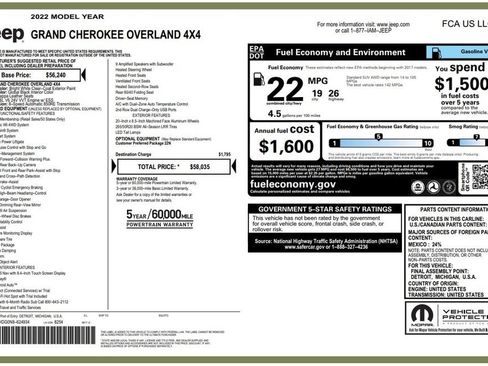 Certified 2022 Jeep Grand Cherokee Overland AWD/4WD image 4