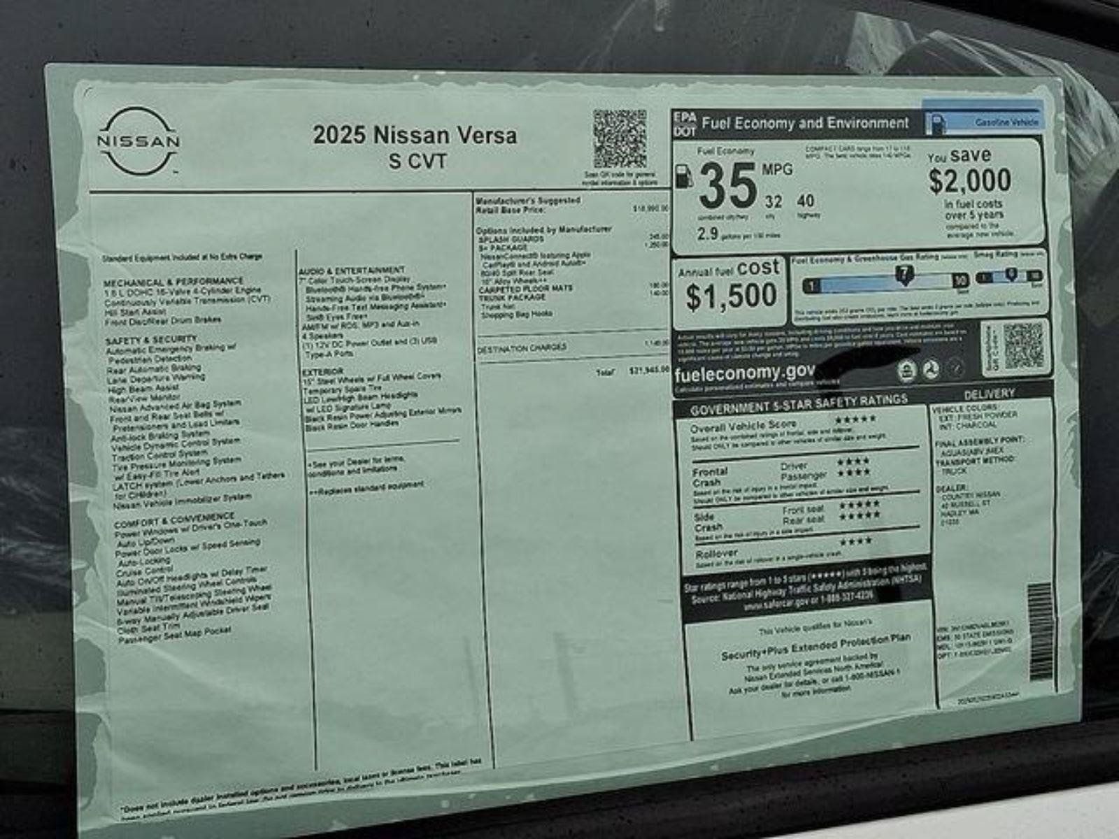 New 2025 Nissan Versa S w/ S Plus Package FWD image 22