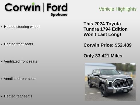 Used 2024 Toyota Tundra 1794 Edition w/ TRD Off-Road Package AWD/4WD image 12