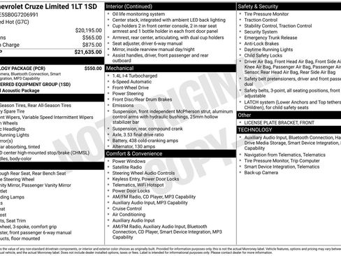 Used 2016 Chevrolet Cruze LT w/ Technology Package image 14