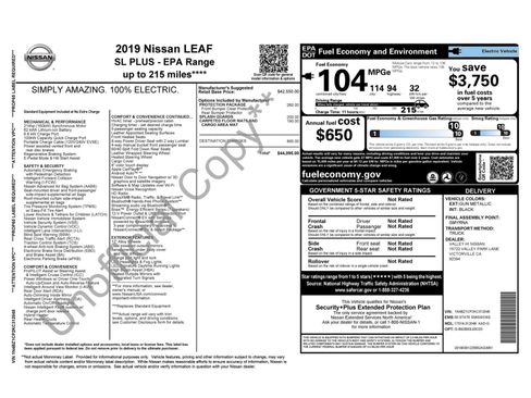 Used 2019 Nissan Leaf SL Plus w/ Protection Package image 49