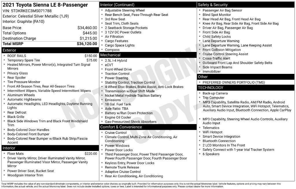 Certified 2021 Toyota Sienna LE FWD image 24