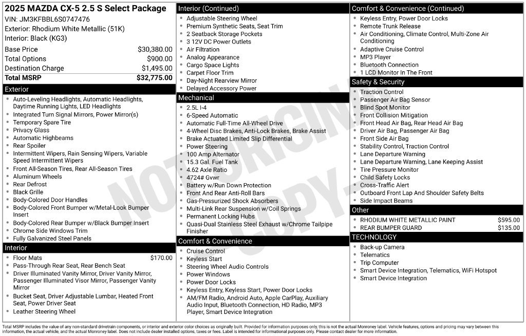 Used 2025 MAZDA CX-5 AWD 2.5 S w/ Select Package image 3