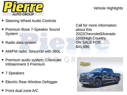 Used 2022 Chevrolet Silverado 1500 High Country w/ Technology Package AWD/4WD image 14