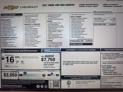 Used 2021 Chevrolet Tahoe High Country image 10