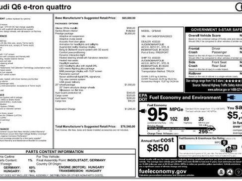 Used 2025 Audi Q6 e-tron Prestige AWD/4WD image 2