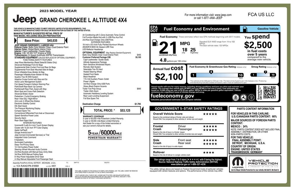 Used 2023 Jeep Grand Cherokee L Laredo AWD/4WD image 3