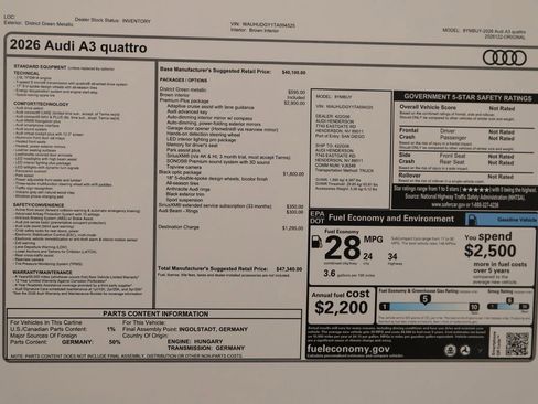 New 2026 Audi A3 2.0T Premium Plus AWD/4WD image 40
