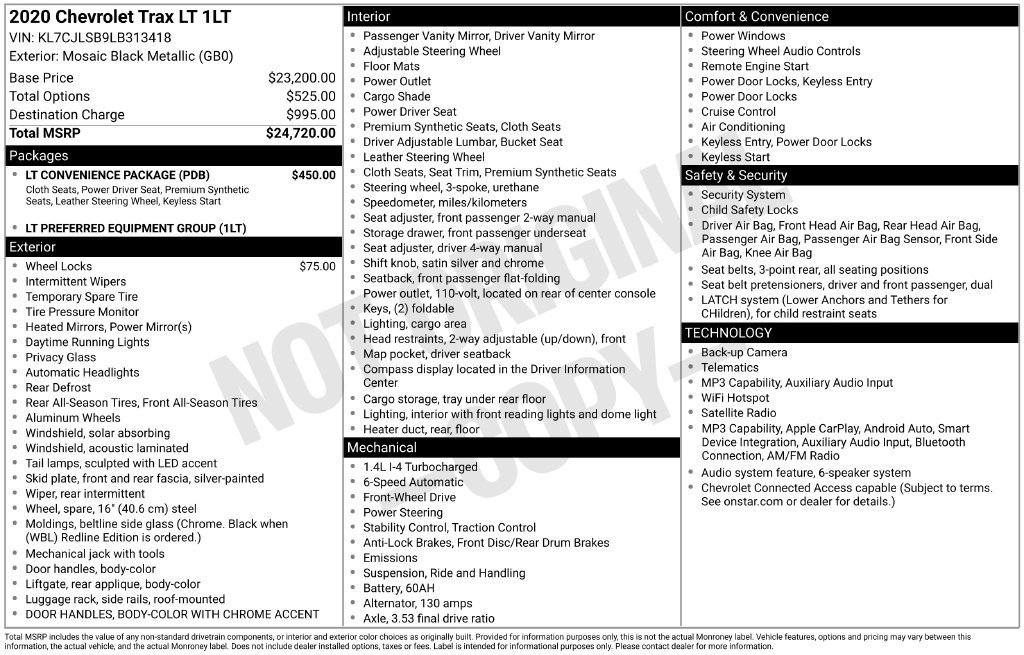 Used 2020 Chevrolet Trax LT w/ LT Convenience Package FWD image 4