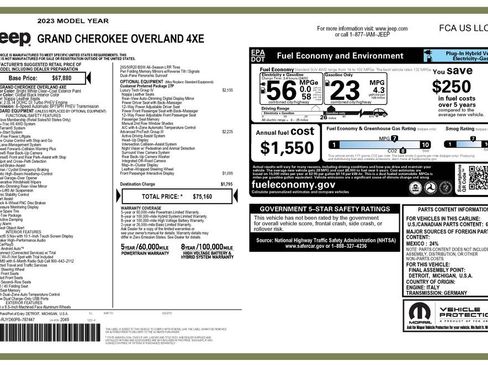 Used 2023 Jeep Grand Cherokee Overland w/ Advanced Protech Group III AWD/4WD image 4