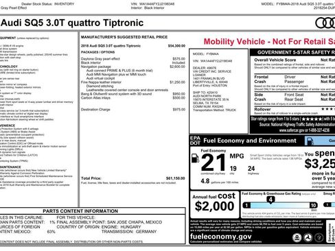Used 2018 Audi SQ5 Premium Plus w/ Navigation Package AWD/4WD image 2