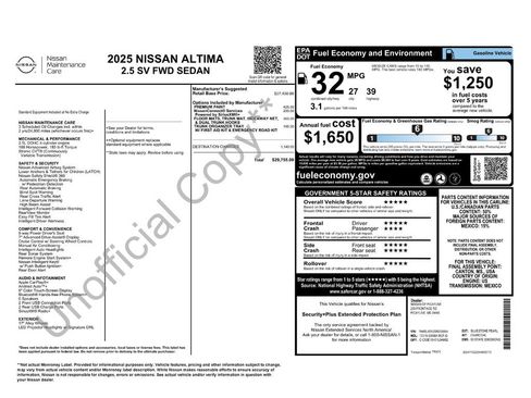 Certified 2025 Nissan Altima 2.5 SV FWD image 5