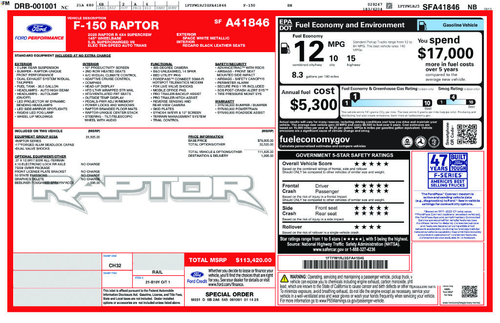 Used 2025 Ford F150 Raptor w/ Equipment Group 803A Raptor R AWD/4WD image 17