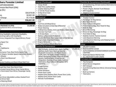 Certified 2022 Subaru Forester Limited w/ Popular Package #3 AWD/4WD image 29