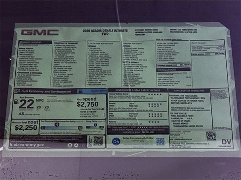 New 2026 GMC Acadia Denali Ultimate w/ LPO, Floor Liner Package image 20